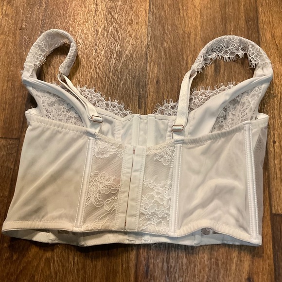 Victoria's Secret Dream Angels White Lace Corset Top Medium Womens Hook Loop‎ - Picture 4 of 9